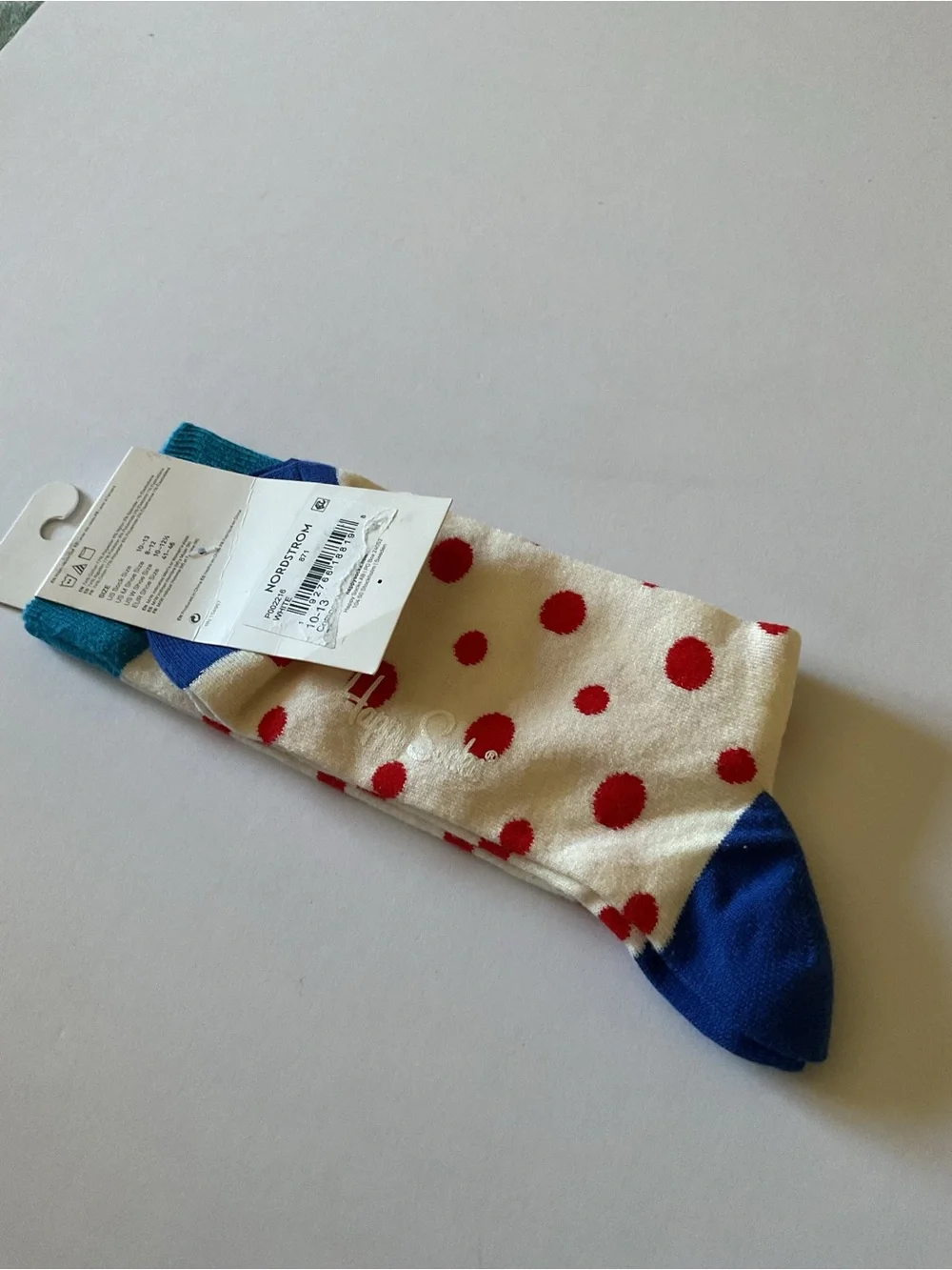 HAPPY SOCKS MENS COTTON CREW RED POLKA DOTS OS NWT